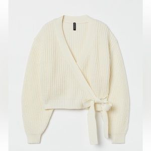 NWOT - Fine Knit Wrap Front Cardigan / Tie Top